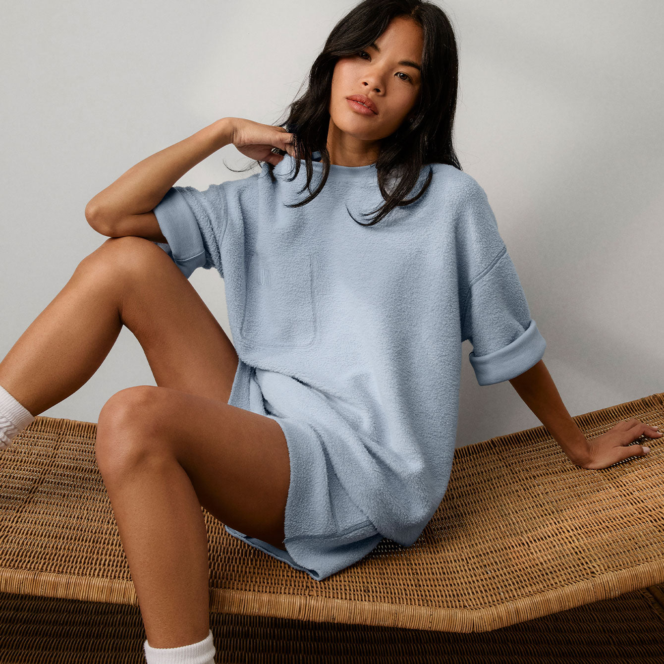 Lunya Loungewear Silksweats™ Midweight Reversible Short - #Welkin Blue