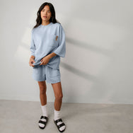 Lunya Loungewear Silksweats™ Midweight Reversible Short - #Welkin Blue