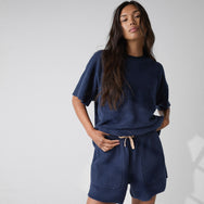 Silksweats Reversible Short Sleeve Sweatshirt - #Deep Blue