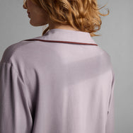 Lunya Pajamas Slumberknit Essential Button Down Pant Set - Dawning Mist/Fresco Burgundy