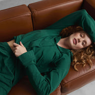 Lunya Pajamas Slumberknit Essential Button Down Pant Set - Hum Forest/Hum Forest