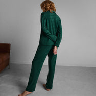 Lunya Pajamas Slumberknit Essential Button Down Pant Set - Hum Forest/Hum Forest