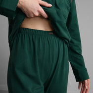 Lunya Pajamas Slumberknit Essential Button Down Pant Set - Hum Forest/Hum Forest