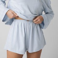 Slumberknit Long Sleeve Henley Short Set - #Tranquil Blue