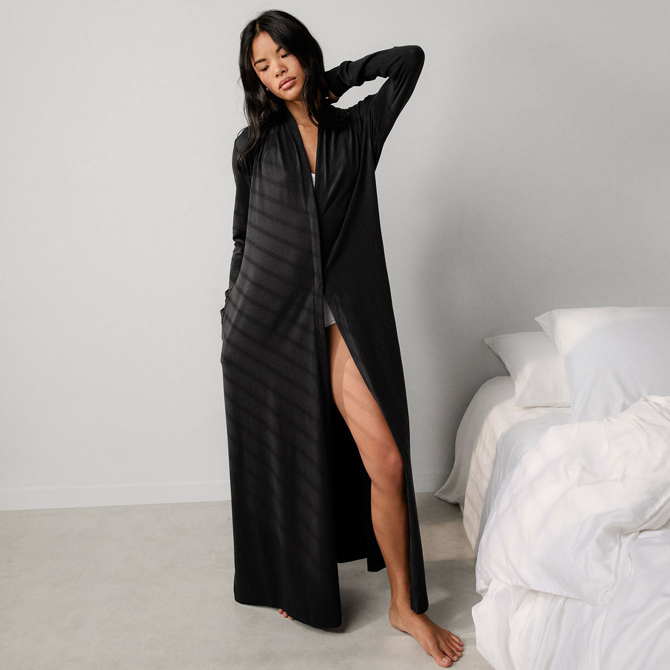 Lunya Pajamas Slumberknit™ Maxi Robe - #Immersed Black