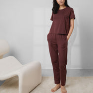 Slumberknit Tapered Pant Set - #Fresco Burgundy-Fresco Burgundy