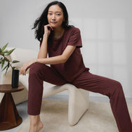 Slumberknit Tapered Pant Set - #Fresco Burgundy-Fresco Burgundy