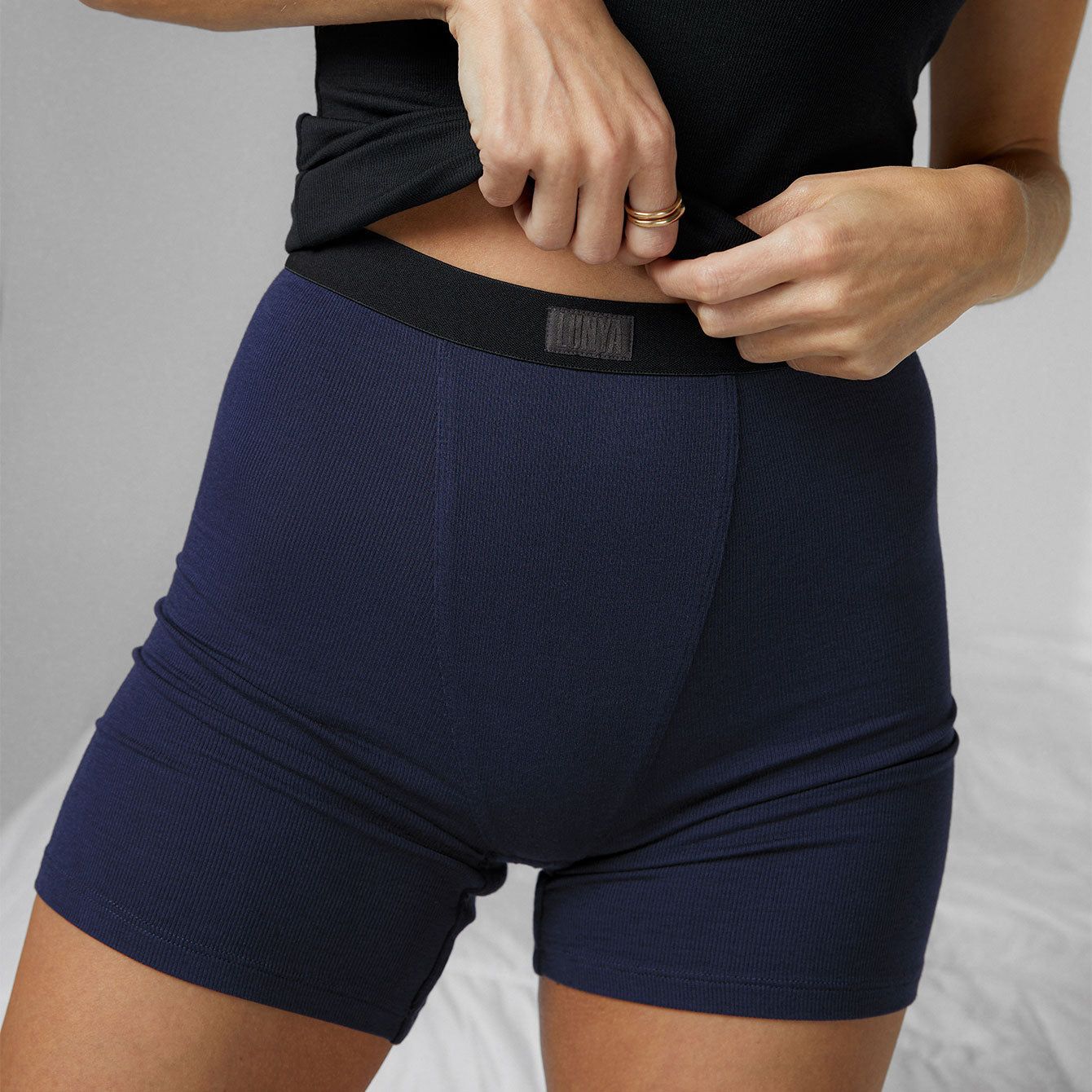 Soft Modal Rib Boyshort - #Deep Blue