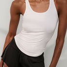Lunya Pajamas Soft Modal Rib Curved Hem Tank - #Sincere White