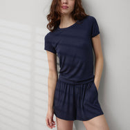 Lunya Pajamas Soft Modal Rib Tee Short Set - #Deep Blue