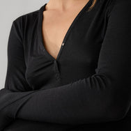 Lunya Loungewear Soft Modal Rib V-Neck Henley - #Immersed Black