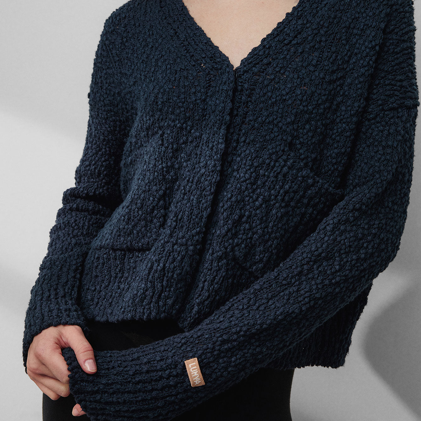 Lunya Loungewear Textured Cotton Snap Front Cardigan - #Deep Blue