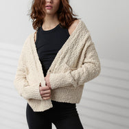 Lunya Loungewear Textured Cotton Snap Front Cardigan - #Swan White