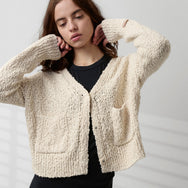 Lunya Loungewear Textured Cotton Snap Front Cardigan - #Swan White