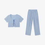 Lunya Pajamas - Airy Cotton Tie Front Shirt and Airy Cotton Ankle Pant #Market Check