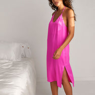 Women's Washable Silk Slip Dress - #Caffeinated Pink