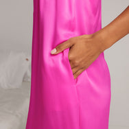 Women's Washable Silk Slip Dress - #Caffeinated Pink