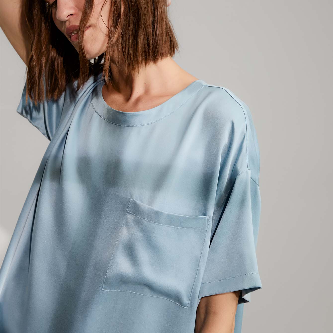 Lunya Pajamas Washable Silk Tee Short Set - #Arctic Sky