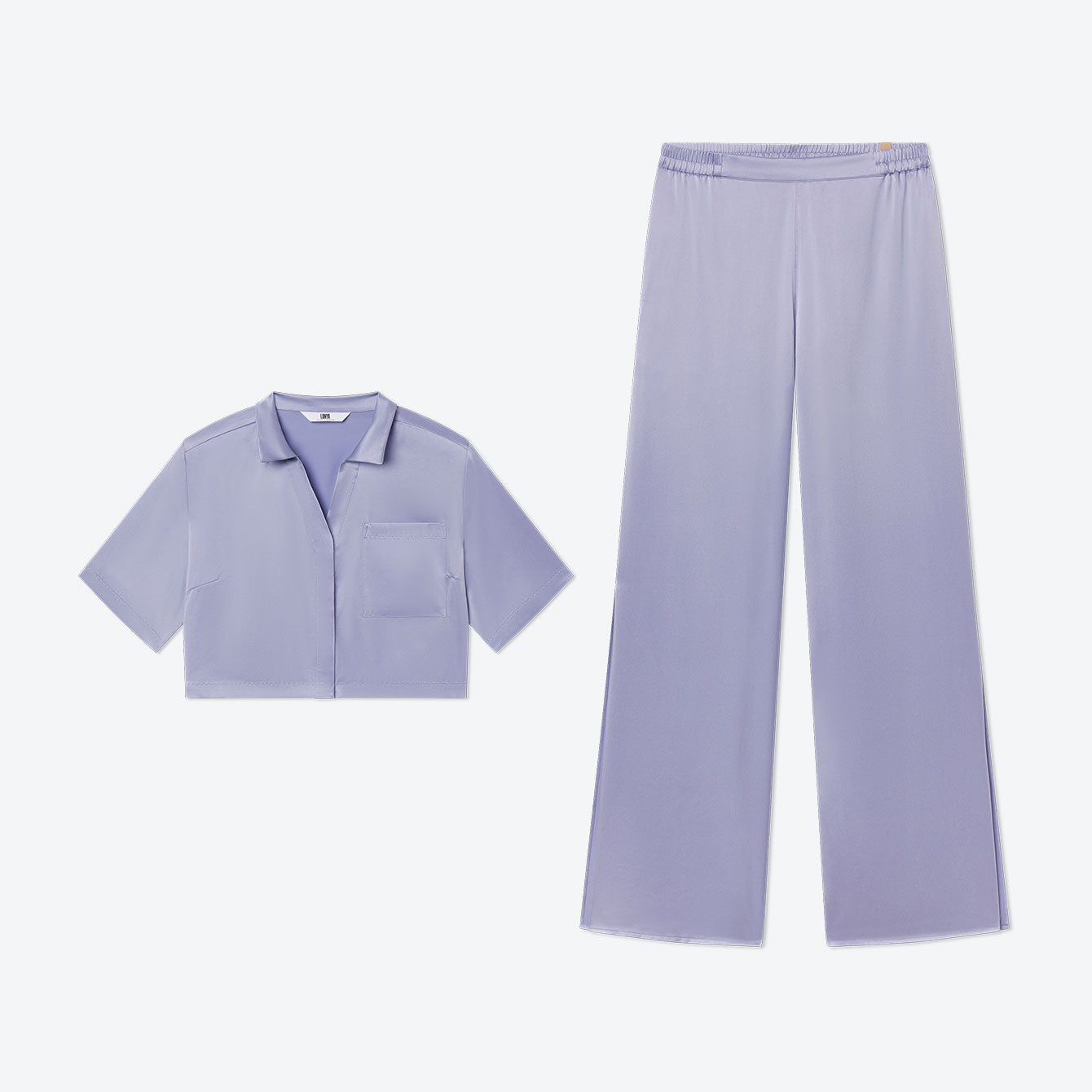 Lunya Pajamas Washable Silk High Rise Pant Set - #Periwinkle Eve