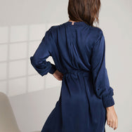 Lunya Sleepwear Washable Silk Long Robe - #Deep Blue
