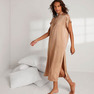 Women's Washable Silk Maxi Pullover Dress - #Hushed Tan 