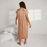 Women's Washable Silk Maxi Pullover Dress - #Hushed Tan 