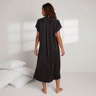 Women's Washable Silk Maxi Pullover Dress - #Immersed Black
