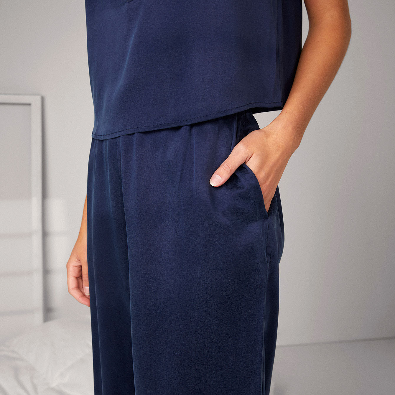 Lunya Women's Washable Silk Tank Shaped Pants Set, Deep Blue, XS at   Women's Clothing store
