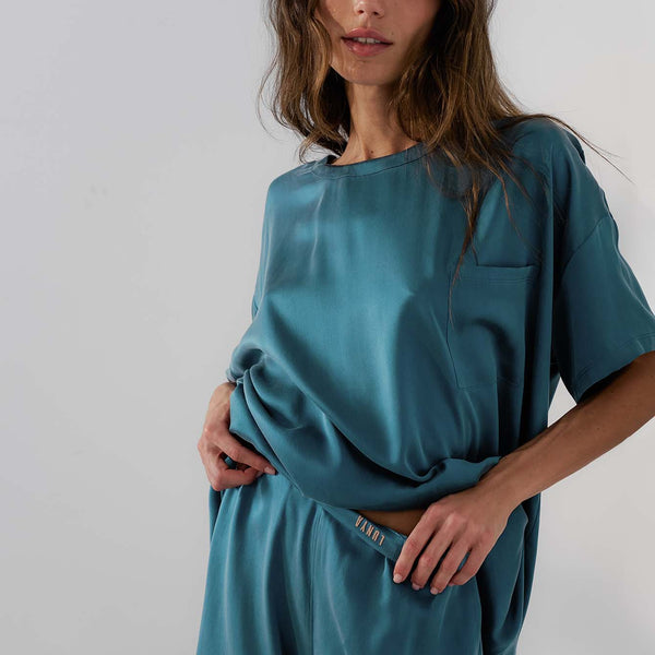 Washable Silk Tee Pant Set