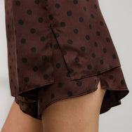 Lunya Pajamas Washable Silk Tee Short Set - #Chocolate Ellipsis