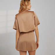 Lunya Washable Silk Wrap Sleep Skirt- #Hushed Tan