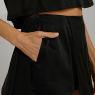 Lunya Washable Silk Wrap Sleep Skirt- #Immersed Black