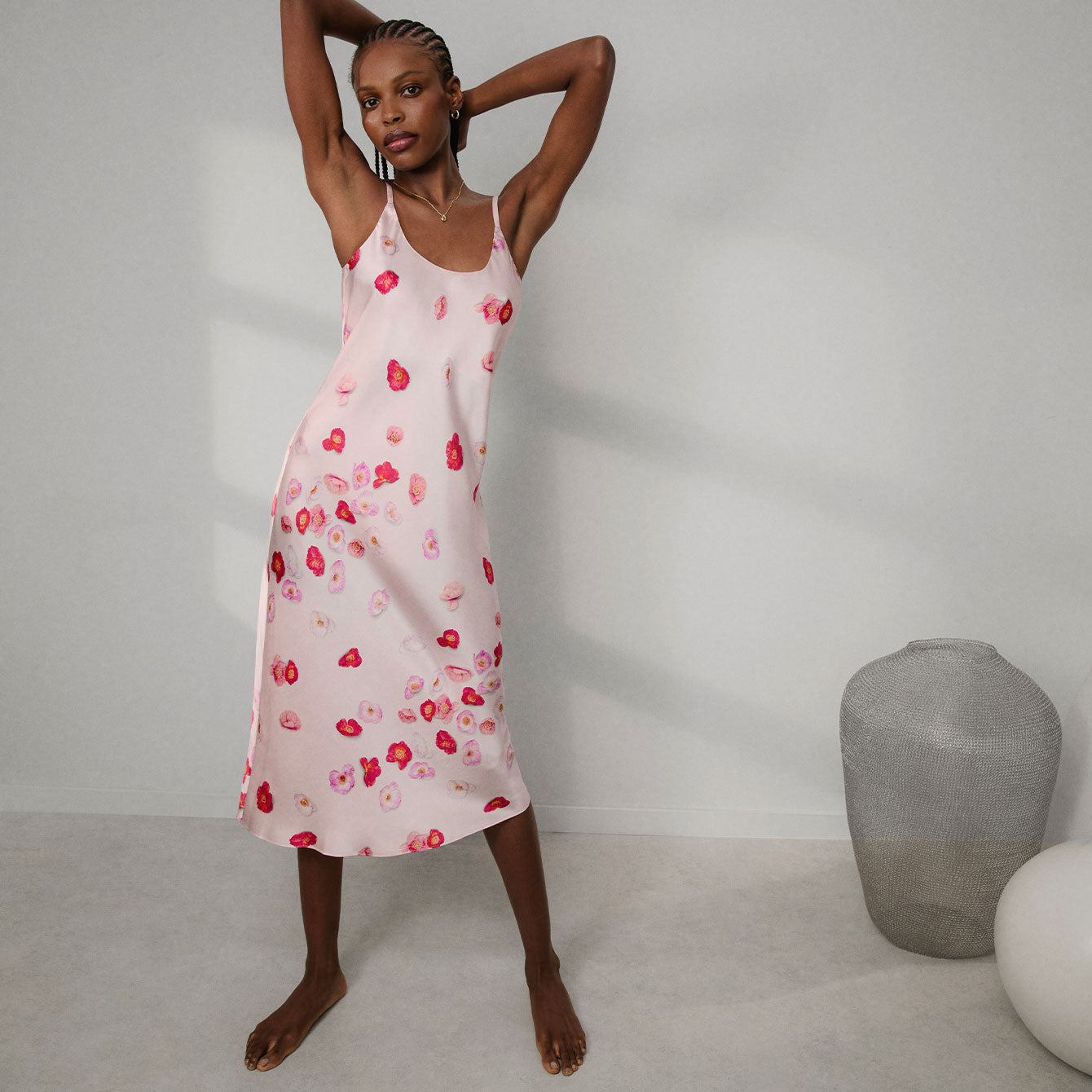 Lunya Pajamas Washable Silk Bias Slip Dress - #California Poppy