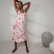 Lunya Pajamas Washable Silk Bias Slip Dress - #California Poppy