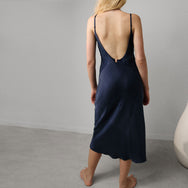 Lunya Pajama Washable Silk Bias Slip Dress - #Deep Blue