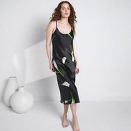 Washable Silk Bias Slip Dress - #Floating Lily Large