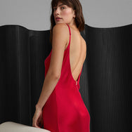 Lunya Washable Silk Bias Slip Dress - #Carmine Red