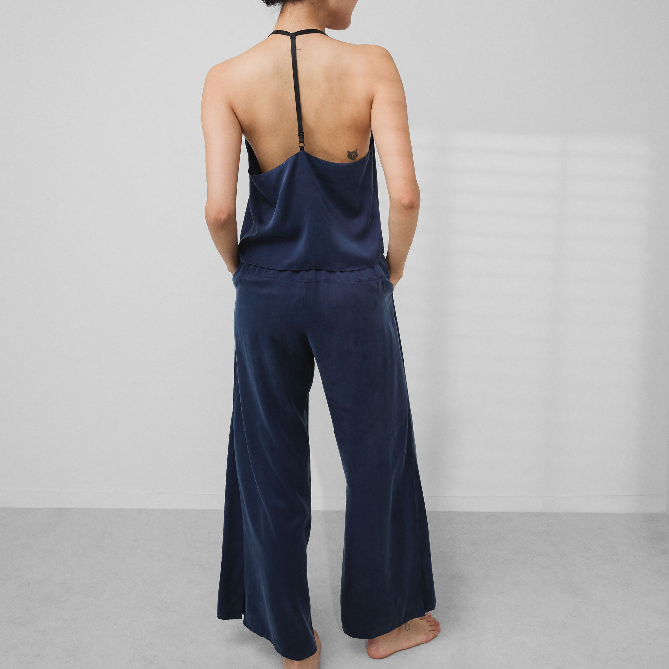 Lunya Sleepwear Washable Silk Cami Pant Set - #Deep Blue/Immersed Black