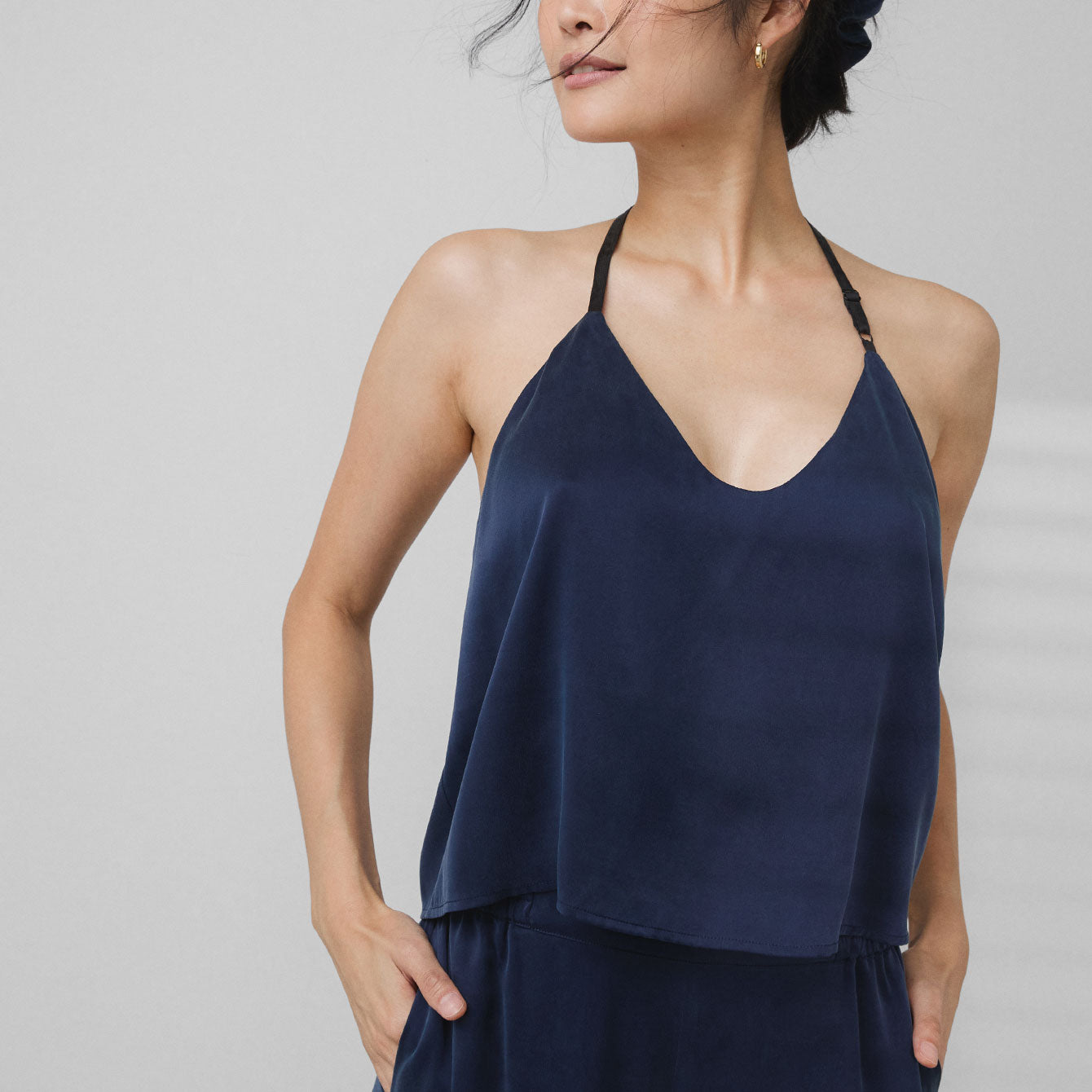 Lunya Sleepwear Washable Silk Cami Pant Set - #Deep Blue/Immersed Black