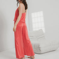 Washable Silk Cami Pant Set - #Outro Coral/Immersed Black