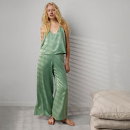 Lunya Pajamas Washable Silk Cami Pant Set - Whist Jade/Immersed Black