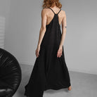 Lunya Sleepwear Washable Silk Elastic Strap Jumpsuit - #Immersed Black