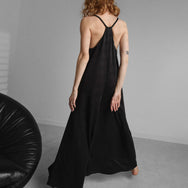 Lunya Sleepwear Washable Silk Elastic Strap Jumpsuit - #Immersed Black