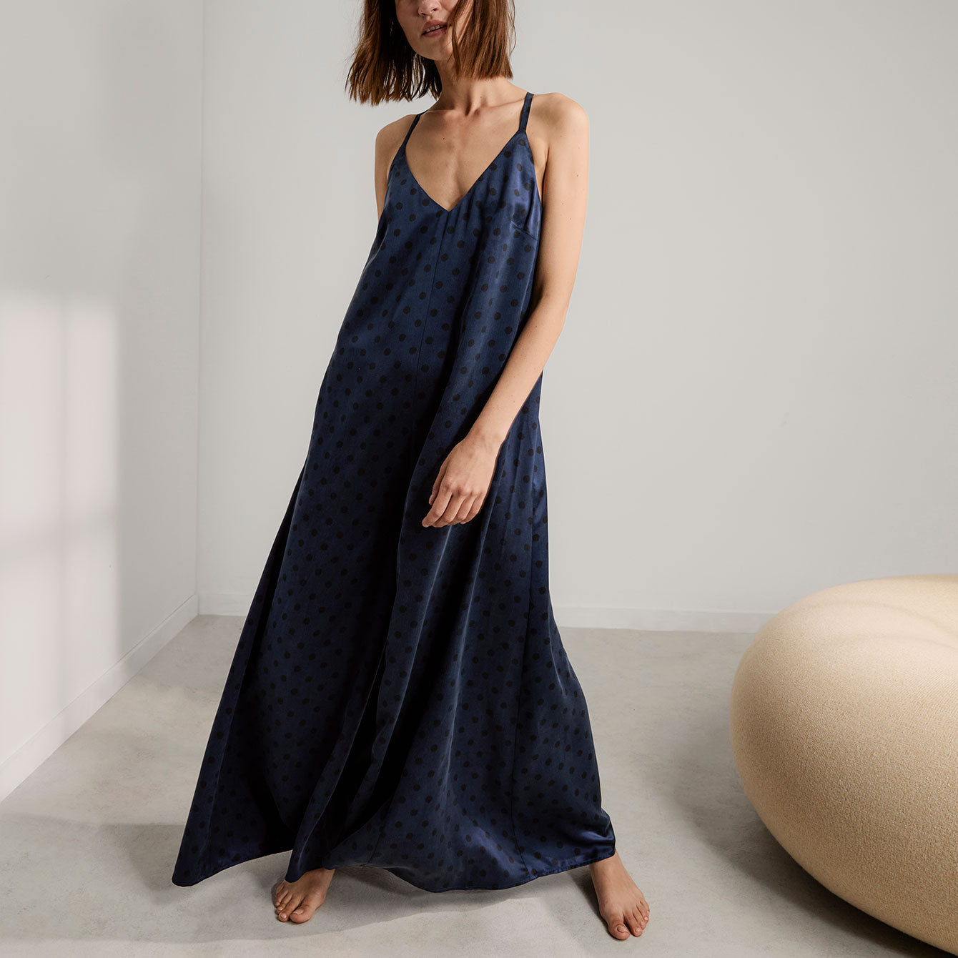 Lunya Pajamas Washable Silk Elastic Strap Jumpsuit - #Blue Ellipsis