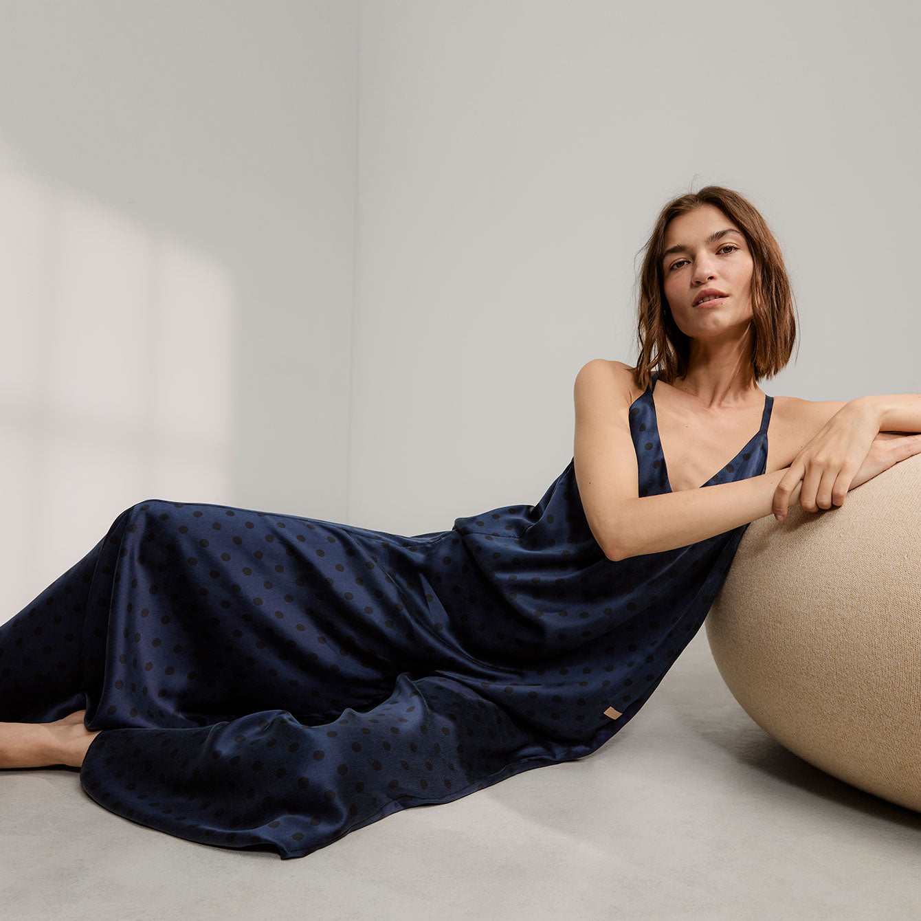 Lunya Pajamas Washable Silk Elastic Strap Jumpsuit - #Blue Ellipsis