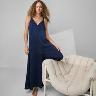 Washable Silk Elastic Strap Jumpsuit - #Deep Blue