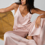 Washable Silk Elastic Strap Jumpsuit - #Delicate Pink