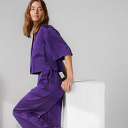 Washable Silk High Rise Pant Set - #Flying Fig