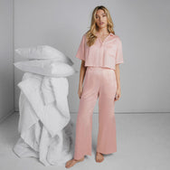 Washable Silk High Rise Pant Set - #Frosted Rose