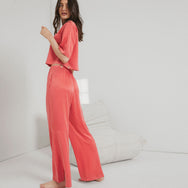 Washable Silk High Rise Pant Set - #Outro Coral